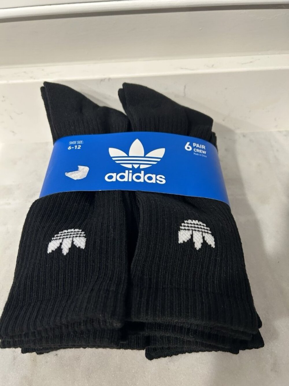 Adidas Men's Cushioned 6 Pairs Crew Socks Black Size 6-12 4192 Brand New